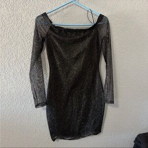 Lovely Day Black Sparkle Long Sleeve Dress